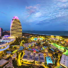 Aerial View of Resort Atlantis Sanya and Aquaventure Waterpark at Haitang Bay Sanya in Hainan Island of China