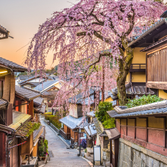 Kyoto, Japan springtime at the historic Higashiyama distirct.