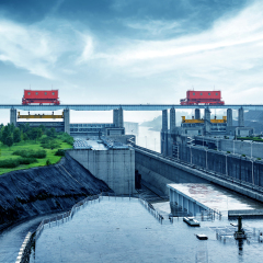 China Yangtze River Three Gorges Dam in the rain.