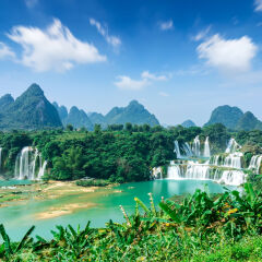 中国广西德天瀑布全景