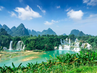 中国广西德天瀑布全景 景点模块