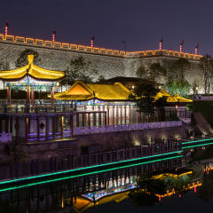 陕西西安古城墙夜景