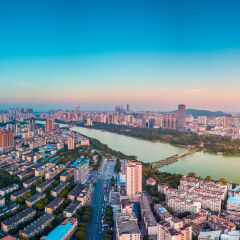航拍广西南宁城市全景图