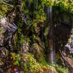 中国吉林长白山望天鹅十五道沟火山岩石瀑布流水地质风光