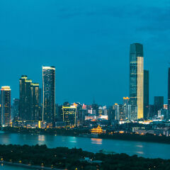 长沙城市湘江风光带夜景
