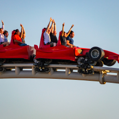 ABU DHABI UAE MARCH 2 2014: Formula Rossa, the fastest roller coaster in the world in Ferrari World amusement park at Yas Island - Abu Dhabi UAE