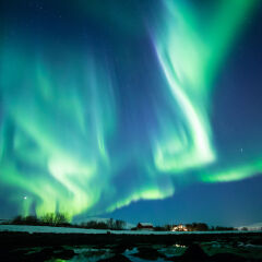 Incredible Aurora Borealis activity above the coast in Norway