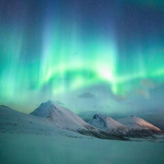 Incredible Aurora Borealis activity above the coast in Norway