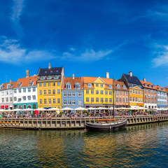 Nyhavn district is one of the most famous landmark in Copenhagen in a summer day, Denmark