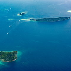 An aerial view part of Tunku Abdul Rahman National Park, comprises of Sapi, Mamutik and Manukan Island. The Park is one of the park under the management of Sabah Park. Located in Sabah, Malaysia