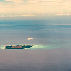 An aerial of Mengalum island one of the most attractive island for island hopping activities in Kota Kinabalu, Sabah