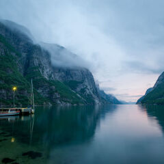 Night landscape of beautiful Norway fjord.