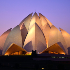 DELHI  DECEMBER 28: Lotus Temple on December 28, 2013 in Delhi.Baha'i House of Worship,also called  Lotus Temple was completed in 1986