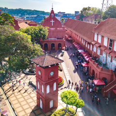 The Red Dutch Square, Landmark Buildings of Melaka City, a UNESCO World Heritage Site of the Straits of Malacca in Malaysia, Southeast Asia