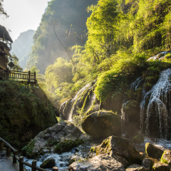 Three Gorges Tribe Scenic Spot along the Yangtze River; located in the Xiling Gorge of Three Gorges, Yichang, Hubei, China