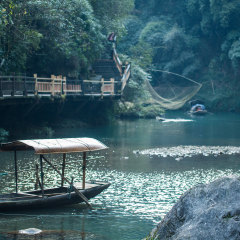 Three Gorges Tribe Scenic Spot along the Yangtze River; located in the Xiling Gorge of Three Gorges, Yichang, Hubei, China