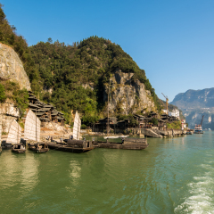 Three Gorges Tribe Scenic Spot along the Yangtze River; located in the Xiling Gorge of Three Gorges, Yichang, Hubei, China