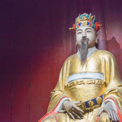 SICHUAN, CHINA - May 09 2016: Zhuge Zhan Statue at Wuhouci Temple in Chengdu, Sichuan, China. Zhuge Zhan (227-263) was a military general and official of the state of Shu Han during the Three Kingdoms