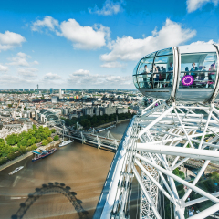 LONDON - SEP 12: View at capsule and Charing Cross from London Eye on September 12, 2010 in London. With diameter of 120 meters and height of 135 meters, it is the highest ferris wheel in Europe. 