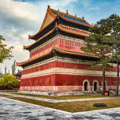 Chengde / China - October 3rd 2014: Anyuan Temple (Temple of Distant Peace), one of the Eight Outer Temples of Chengde in Chengde Mountain Resort, summer residence of Qing dynasty emperors of China