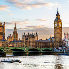 The Palace of Westminster in London in the evening
