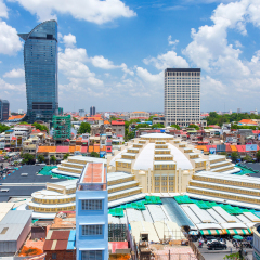 Phnom Penh, Cambodia - March 31, 2017: Central Market Phsar Thmei in Phnom Penh, Cambodia