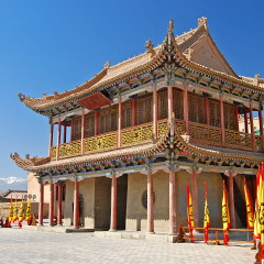 Tower of Jiayuguan Castle, The last fortress of the Great Wall of China. Gansu province China.
