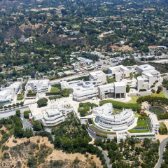 LOS ANGELES, USA - MAY 27, 2015: Aerial view of the Getty Center in Brentwood.