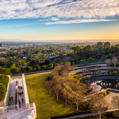 Winter sunset over West Los Angeles and Santa Monica from the garden of the Getty center, Los Angeles December 24, 2015 - HDR image.