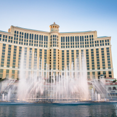 LAS VEGAS, USA - December 18, 2016: Dancing Fountains at Bellagio Hotel Casino