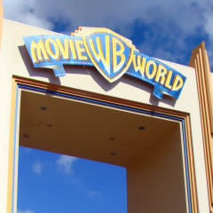 GOLD COAST, AUSTRALIA - APRIL 16,2008: Sign at the entrance to Movie World theme park, The park opened in 1991 and contains various movie-themed rides and attractions.