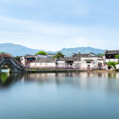 china ancient villages landscape, hongcun in morning, southern anhui province, China