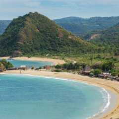 Tropical resort on Kuta sand beach, Lombok, Indonesia