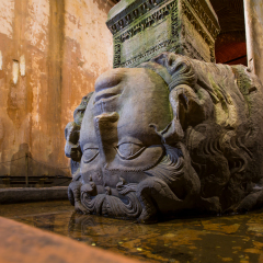 ISTANBUL, TURKEY - SEPTEMBER 13, 2016: Medusa column bases in Basilica Cistern, Istanbul, Turkey.