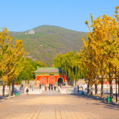 TAIYUAN, SHANXI/CHIN A-OCT 18: The main gate of Jinci Memorial Temple(museum)on Oct 18, 2012 in Jinci,Taiyuan, Shanxi, China.  Jinci is a famous old garden of China. 