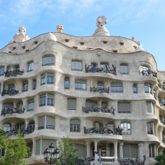 BARCELONA, SPAIN - MAY 22: Casa Milla, details of the facade of the house made by the  architect Antonio Gaudi May 22, 2016 in Barcelona, Spain