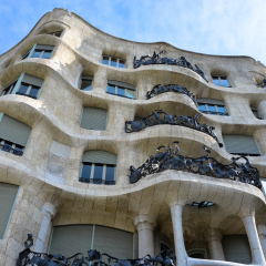 BARCELONA, SPAIN - MAY 22: Casa Milla, details of the facade of the house made by the  architect Antonio Gaudi May 22, 2016 in Barcelona, Spain