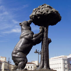 Bear and strawberry symbol of Madrid city