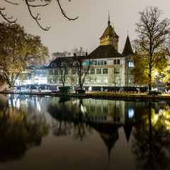 Swiss National Museum (Schweizerisches Landesmuseum) in Zurich at Night, Switzerland