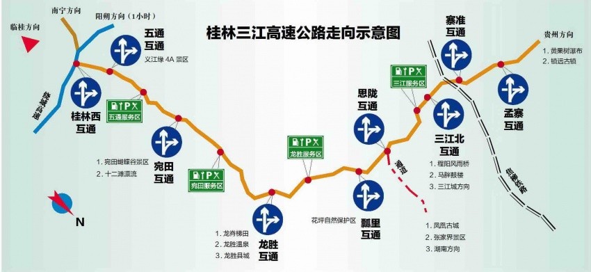 經臨桂,龍勝,柳州市三江侗族自治縣, 止於三江獨峒鄉唐朝村(桂黔界)