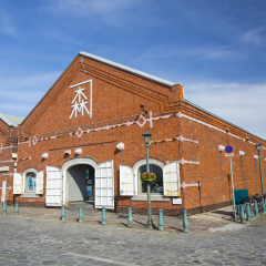 HOKKAIDO, JAPAN - JULY 16, 2015: The Kanemori Red Brick Warehouse in Hakodate port