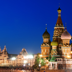 Moscow Red Square and Saint Basil s Cathedral in Moscow, Russia. Moscow architecture and landmarks. Moscow night view.