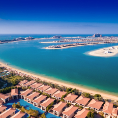 Helicopter view of Dubai Palm Island.