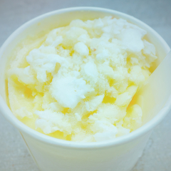Durian ice cream bowl placed on a marble table. Ice cream on the table