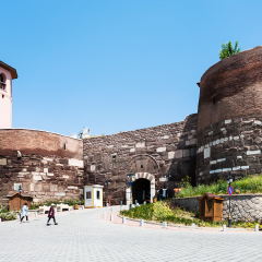 Travel to Turkey - gate to Old Ankara Castle on Gozcu square. Ankara Castle is a citadel from early medieval years