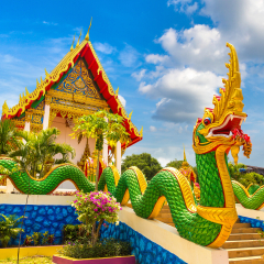 Karon Temple at Phuket in Thailand in a summer day