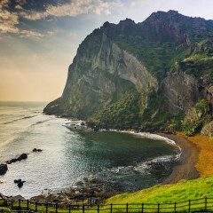 The Songaksan Mountain on Jeju Island in South Korea.
