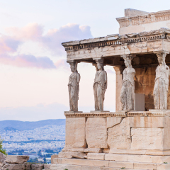 Detail of Erechtheion in Acropolis of Athens, Greece