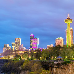 View of Niagara Falls city in Ontario - Canada