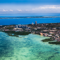 Panorama of Cebu city from airplane. Philippines. Cebu is the Philippines second most significant metropolitan centre and main domestic shipping port.